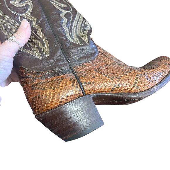 Justin Cowboy Boots Women's Size 7.5 Brown Snake Skin - Picture 7 of 11